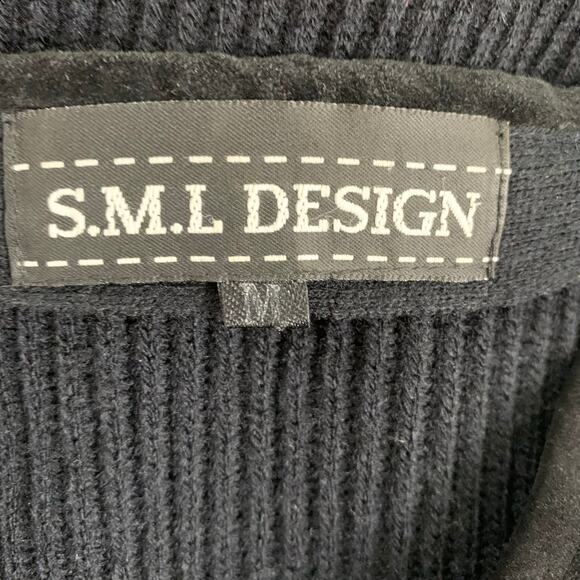 Vintage Size M Black Suede Leather Cropped Jacket Ribbed Knit Sleeves & Back Zip - Picture 4 of 5